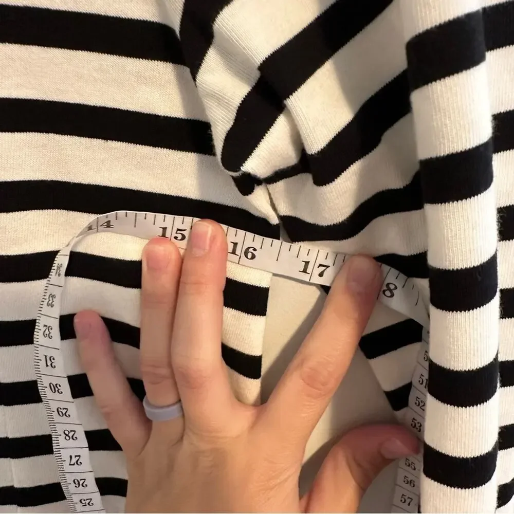 NWT J. Crew White Black Striped Cotton Long Sleeve MIDI Dress 6